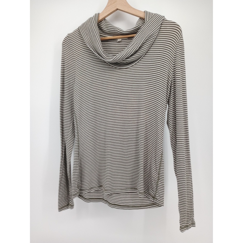 Pure + Good Anthropologies Cowl Neck Top Womens Size M Striped Long Sleeve